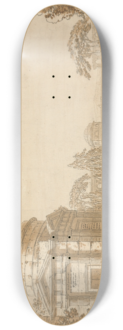 Richard Cooper the Younger - Classical Italian Landscape with Temples and a Ruined Aquaduct 8.25 inch art skate deck