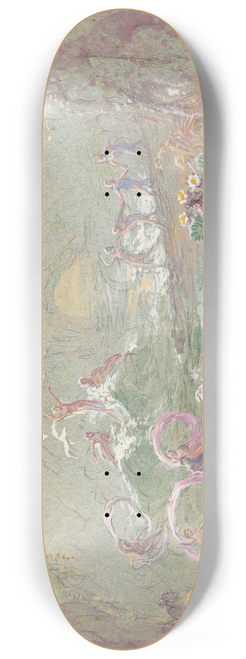 Robert Caney - Lake Scene with Fairies and Swans 8.25 inch art skate deck