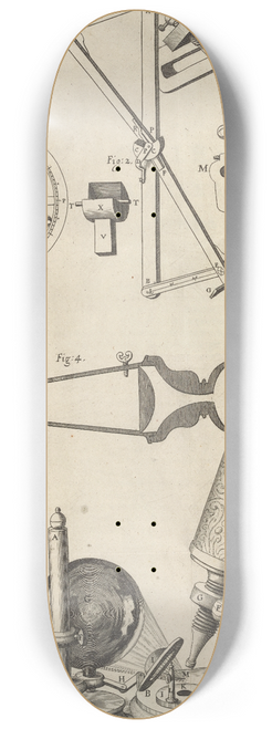 Robert Hooke - Diagrams of microscope and assorted optical instruments and devices 8.25 inch art skate deck