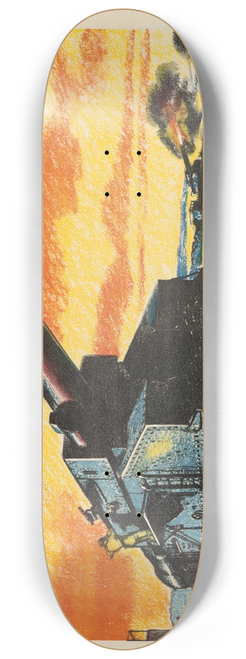 Roland Davies - A Battery of Britains Giant Coastal-Defence Guns Mounted on Railway Trucks 8.25 inch art skate deck