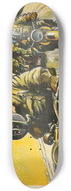 Roland Davies - A Motor-Cycle Detachment of the British Army Armed with Tommy Guns 8.25 inch art skate deck