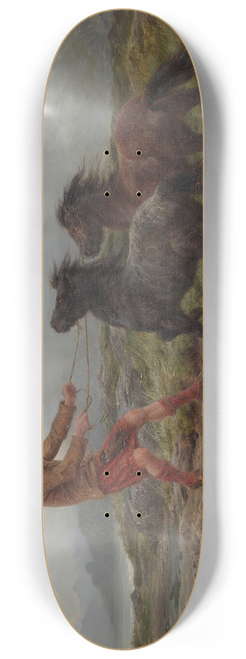 Rosa Bonheur - A Ghillie And Two Shetland Ponies In A Misty Landscape 8.25 inch art skate deck