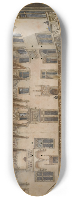 Rudolf von Alt - Courtyard of Krakow University 8.25 inch art skate deck