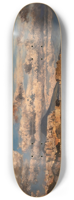 Rudolf von Alt - Naples, view from the Northwest over the Bay of Naples, with Vesuvius in the background 8.25 inch art skate deck