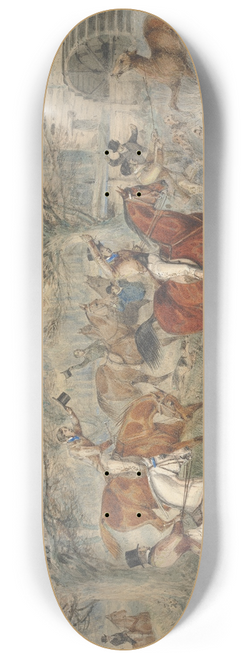 Samuel Alken - Stag Hunting: The Hind at Bay; In a Mill-Stream Below a Water-Mill, Right 8.25 inch art skate deck