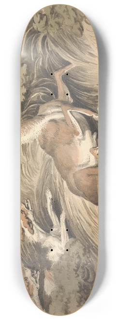 Samuel Howitt - Two Hounds Attacking a Stag at Bay 8.25 inch art skate deck