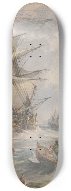Samuel Owen - Sailing Ships and Small Boats in Rough Sea off the Coast 8.25 inch art skate deck
