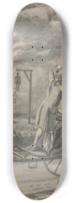 Samuel Wale - Murder in the Carriage (Probably a Design for The Tyburn Chronicle) 8.25 inch art skate deck