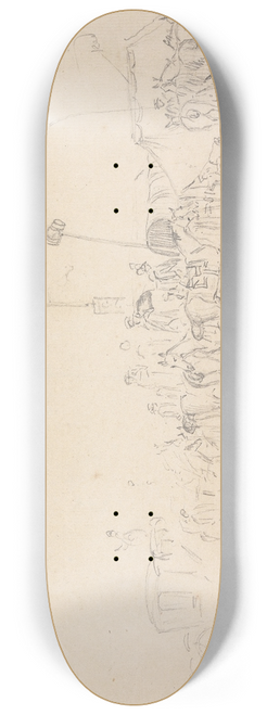 Sawrey Gilpin - A Gathering of Horsemen, With Coach, Tents, Flags, etc. 8.25 inch art skate deck