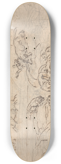 Sawrey Gilpin - Hunters approaching a lion being held at bay by hounds 8.25 inch art skate deck
