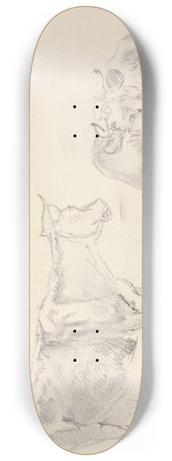 Sawrey Gilpin - Standing cow facing right and a cow lying down 8.25 inch art skate deck