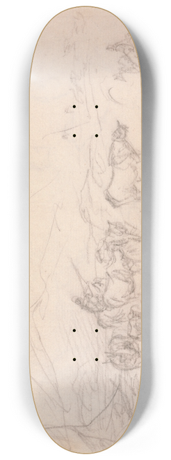 Sawrey Gilpin - Study of cattle and figures in a landscape 8.25 inch art skate deck