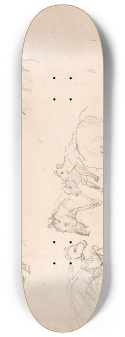 Sawrey Gilpin - Study of Horses Carrying Calves on their Backs 8.25 inch art skate deck