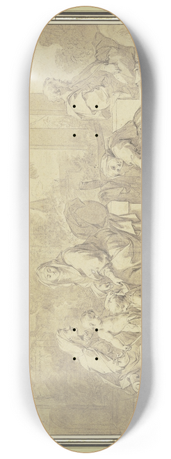 Sbastien Bourdon - Die Heilige Familie mit Elisabeth und dem Johannesknaben mit der Wscherin 8.25 inch art skate deck