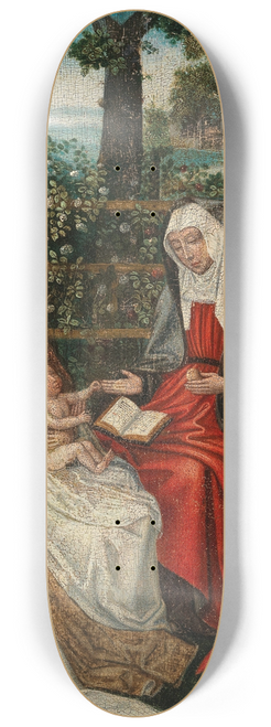 School Of Antwerp - The Virgin and Child with Saint Anne in an enclosed garden, with Joachim and Joseph beyond 8.25 inch art skate deck