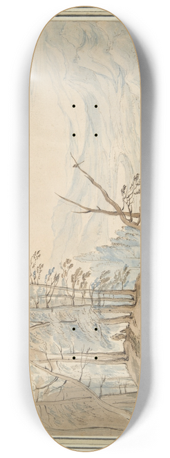 School of Jan Brueghel the Elder - View in a Valley from the Edge of a MountainRoad 8.25 inch art skate deck