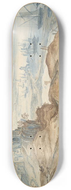 School of Pieter Brueghel the Elder - Castle on theSeashore 8.25 inch art skate deck
