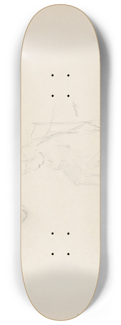 Signe Scheel - Sketch of face; girl sitting on a chair 8.25 inch art skate deck