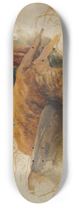 Sir Edwin Henry Landseer - A Dead Stag, With Sketched Figures OfA Ghillie And Hounds 8.25 inch art skate deck
