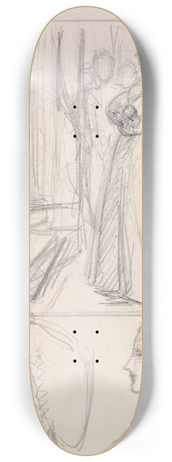 Sir John Everett Millais - Christina Rossettis Maude Clare  Figure and Head Studies 8.25 inch art skate deck