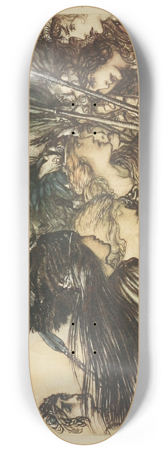 Arthur Rackham - I flee for the first time and am pursued; Warfather follows close 8.25 inch art skate deck