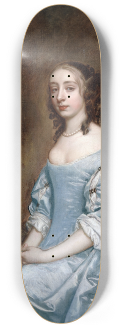 Sir Peter Lely - Portrait of a Lady in Blue holding a Flower 8.25 inch art skate deck