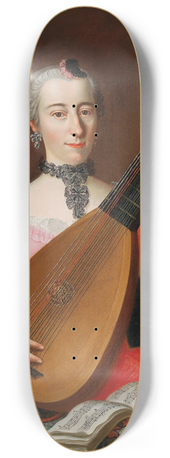 Southern German School - An Elegant Lady With A Lute 8.25 inch art skate deck
