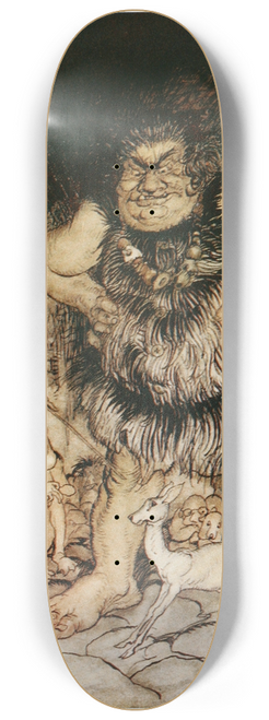 Arthur Rackham - The giant Galligantua and the wicked old magician transform the dukes daughter into a white hind 8.25 inch art skate deck