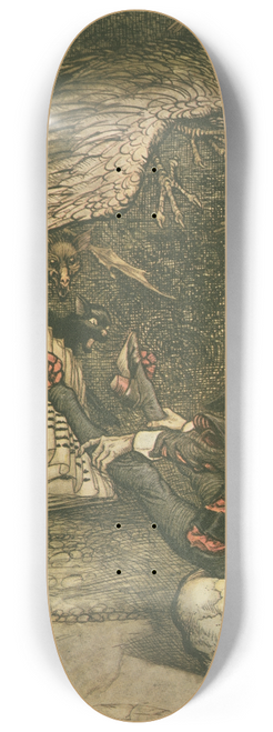 Arthur Rackham - The little man had seated himself in the centre of the circle upon the large skull 8.25 inch art skate deck