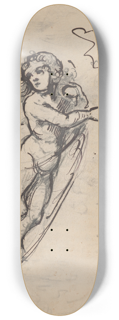 Stanisaw Wyspiaski - Sketch of putto with torch in hand 8.25 inch art skate deck
