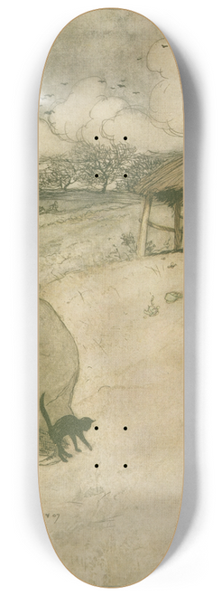 Arthur Rackham - Theres an old woman dwells upon Tappington Moor. 8.25 inch art skate deck
