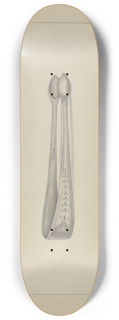 Suzanne Roy - Silver Sugar Tongs 8.25 inch art skate deck