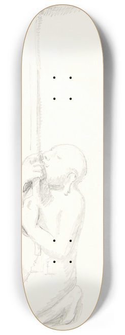Svend Rathsack - Slave med parasol Studieblad efter relieffer i Borobudur, Java 8.25 inch art skate deck