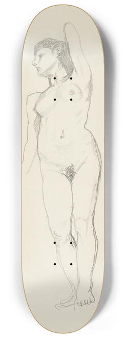 Adolf Sternschuss - akt stojcej kobiety trzymajcej rk za gow 8.25 inch art skate deck