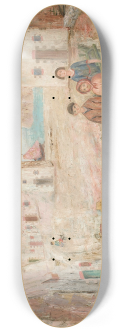 Tadeusz Makowski - Landscape of a small town with children in a pram 8.25 inch art skate deck