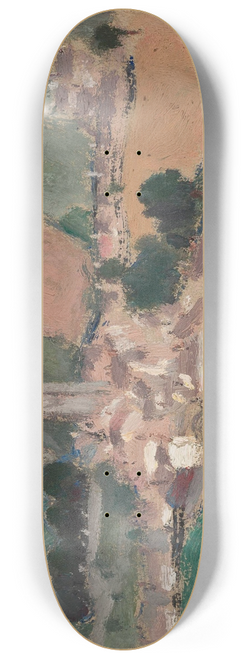 Tadeusz Makowski - View of a small town with a church tower 8.25 inch art skate deck