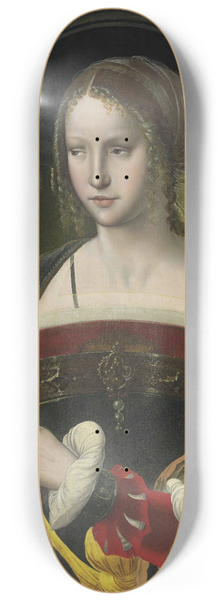 The Master of the Parrot - Saint Mary Magdalene Before A Curtain Supported By Angels In An Architectural Niche 8.25 inch art skate deck