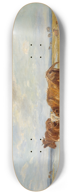 Theodor Philipsen - Cows On The Beach, Sketch 8.25 inch art skate deck