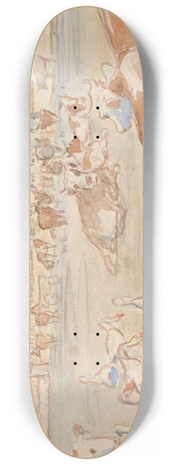 Theodor Philipsen - Ker og gs ved Nyvrk p Saltholm (udkast til dekoration af punchebolle) 8.25 inch art skate deck