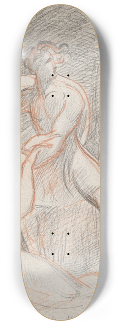 Theodor von Holst - Man Holding a Dagger Next to a Reclining Woman 8.25 inch art skate deck