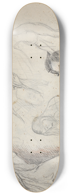 Theodor von Holst - Studies of a Woman and Mans Head 8.25 inch art skate deck