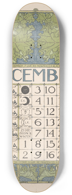 Theo Nieuwenhuis - Kalenderblad voor december 1899 8.25 inch art skate deck