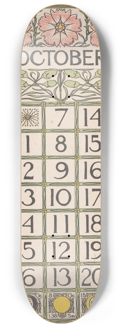 Theo Nieuwenhuis - Kalenderblad voor oktober 1900 8.25 inch art skate deck