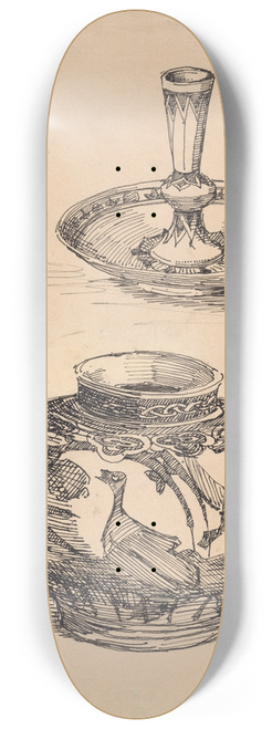 Theo Nieuwenhuis - Twee stuks Perzisch aardewerk 8.25 inch art skate deck