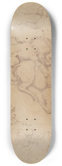 The Veneto - Hunting Scene and Lions Attacking Animals 8.25 inch art skate deck