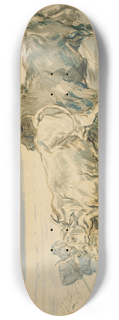 Thodore Chassriau - Drover with Oxen Pulling a Cart 8.25 inch art skate deck