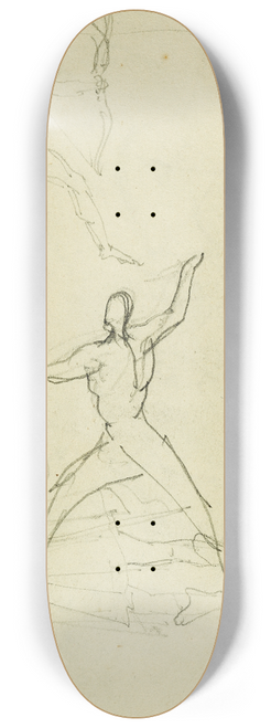 Thodore Gricault - Three studies of a nude man with bow and arrow, standing cavalier 8.25 inch art skate deck