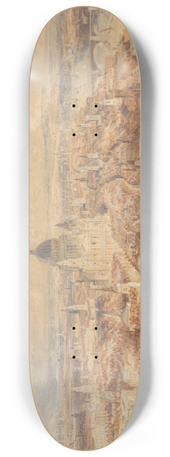 Thomas Allom - View of London from the steeple of St Brides Church, Fleet Street, looking east towards St Pauls Cathedral 8.25 inch art skate deck