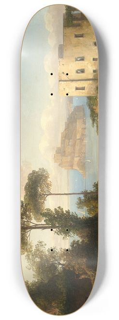 Thomas Ender - Landscape with staffage and architecture (View of Ischia, Italy) 8.25 inch art skate deck