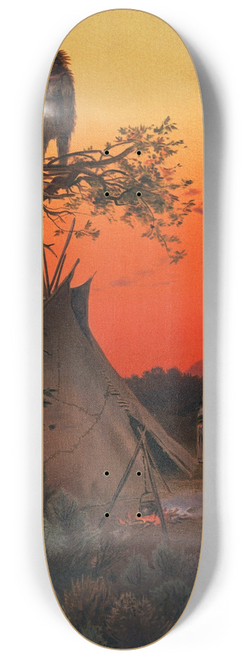 Thomas Moran - On the Lookout.  A Ute. Camp, Utah. (1881) 8.25 inch art skate deck